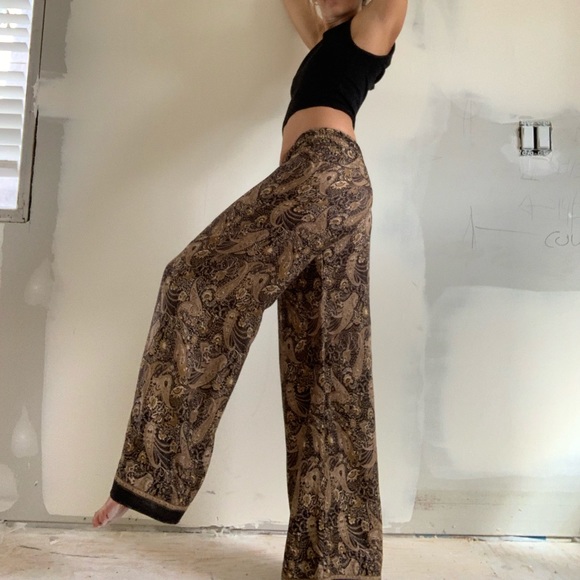 Gypsy silk brocade style palazzo pants - Picture 3 of 3
